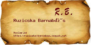 Ruzicska Barnabás névjegykártya