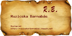 Ruzicska Barnabás névjegykártya